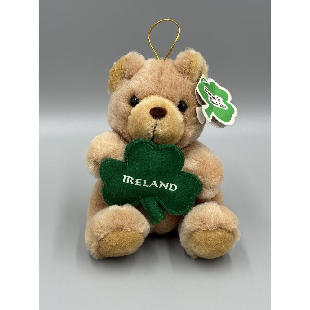 Kiddiefun Emerald Buddies Shamrock Brown Teddy Bear Plush 7” Stuffed Animal